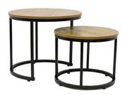 Ławy i stoliki kawowe - Stolik kawowy 2w1 okrągły stoliki kawowe zestaw dąb loft industrial sk104 - miniaturka - grafika 1