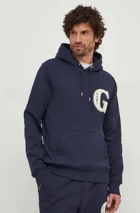 Gant bluza męska kolor granatowy z kapturem z aplikacją - Bluzy męskie - miniaturka - grafika 1