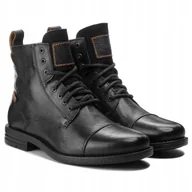 Botki męskie - LEVI'S EMERSON TRZEWIKI SKÓRZANE CZARNE 47 ŻŁF - miniaturka - grafika 1