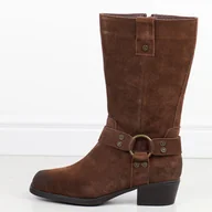 Botki damskie - Brązowe skórzane kowbojki damskie Sergio Leone Kz265-S - miniaturka - grafika 1