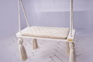 Leżaczki i huśtawki - Huśtawka dla dzieci domowa duża drewniana | Velvet pikowana BEŻ | 100% ECO | CE | Create For You - miniaturka - grafika 1
