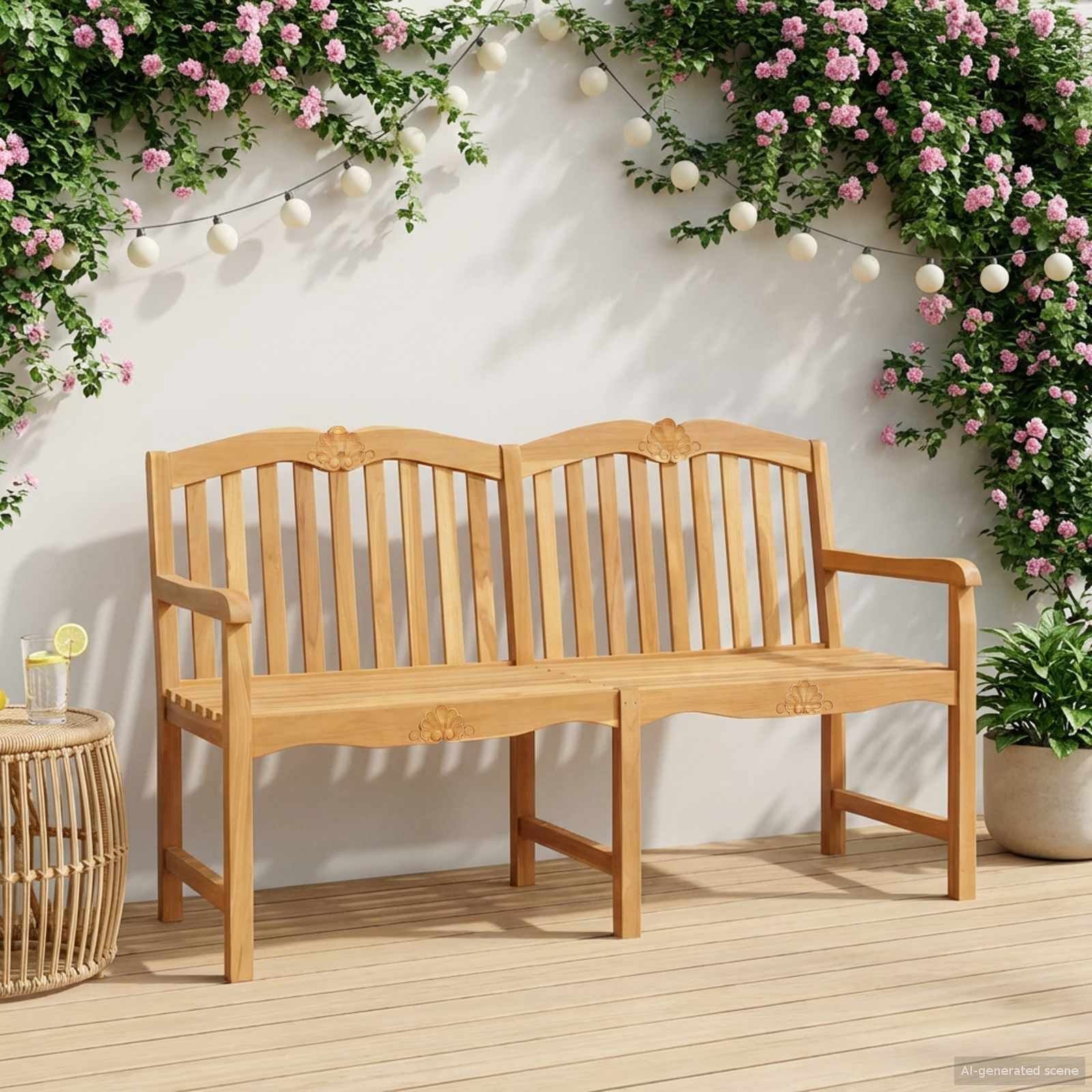 vidaXL Ręcznie rzeźbiona ławka różana naturalny 150 x 60,5 x 95 cm