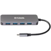 Huby USB - Hub USB D-Link USB-C na 4x USB 3.0 s funkcí Power Delivery (DUB-2340) Szary - miniaturka - grafika 1