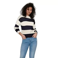 Swetry damskie - ONLY Damski sweter Onlatia L/S Stripe KNT Noos, Whitecap Gray/Stripes:night Sky, M - miniaturka - grafika 1