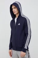 Bluzy męskie - adidas bluza bawełniana męska kolor granatowy z kapturem wzorzysta - miniaturka - grafika 1