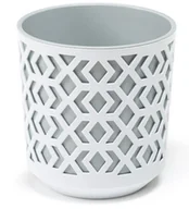 Donice - Doniczka z wkładem biały-jasny szary Aztek 30 cm - miniaturka - grafika 1