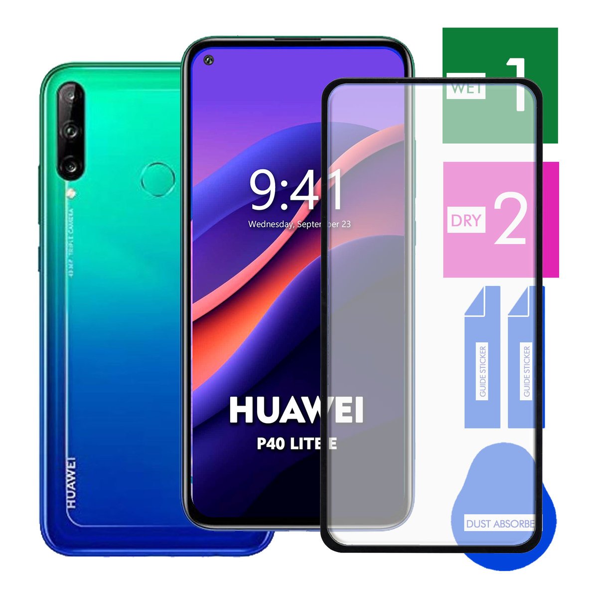 SZKŁO HARTOWANE DO HUAWEI P40 LITE E NA TELEFON PEŁNE CAŁY EKRAN 9H 5D