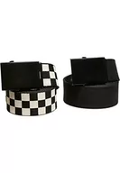 Paski - Urban Classics Unisex Check and Solid Canvas Belt 2-pak pasek, czarny/biały, S/M - miniaturka - grafika 1