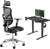 Fotele i krzesła biurowe - Krzesło biurowe Diablo Chairs V-Basic Czarne + EGON 1100 Czarne 110 cmx60 cm - miniaturka - grafika 1