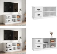 Szafki RTV - vidaXL Szafka pod TV biały wysoki połysk 102x35,5x47,5 cm materiał drewnopochodny - szafka pod TV - szafki pod TV - meble pod TV - stojak pod TV - miniaturka - grafika 1