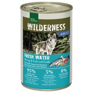 REAL NATURE WILDERNESS Adult Fresh Water — śledź, łosoś i kaczka 12x400 g - Mokra karma dla psów REAL NATURE WILDERNESS Adult Fresh Water — śledź, łosoś i kaczka 12x400 g - Mokra karma dla psów - miniaturka - grafika 1