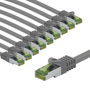 goobay 66115 CAT8.1 kabel sieciowy w zestawie 10 szt./kabel krosowy ekranowany S/FTP/CU Ethernet, PiMF, LSZH, OFC/Cat 8.1 kabel z 40 Gbits/szary / 10 x 1 m - Kable miedziane - miniaturka - grafika 1
