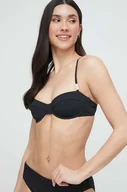 Stroje kąpielowe - Calvin Klein biustonosz kąpielowy kolor czarny miękka miseczka - miniaturka - grafika 1
