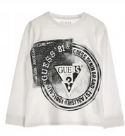 Bluzki damskie - Guess Bluzka Chłopięca Biała Z Nadrukiem Logo Z Bawełny 167 Gna - miniaturka - grafika 1