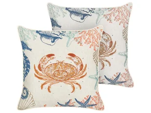 2 poduszki dekoracyjne w kraby lniane 45 x 45 cm beżowe SARGASSUM - Poduszki dekoracyjne - miniaturka - grafika 1