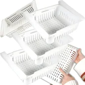 Pojemniki kuchenne - 3x ORGANIZER DO LODÓWKI PÓŁKA POJEMNIK SZUFLADA REGULOWANA DO ŻYWNOŚCI - miniaturka - grafika 1