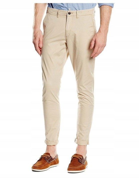JACK&JONES BEŻOWE SPODNIE MĘSKIE CHINOSY NA ZAMEK 33/34 1JSF