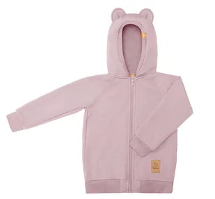 Bluza z uszami misia - pudrowy róż - Bluzy i sweterki niemowlęce - miniaturka - grafika 1