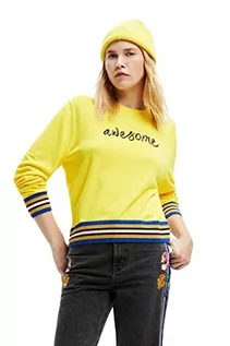 Swetry damskie - Desigual Sweter damski, żółty, L - grafika 1