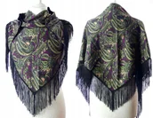 Apaszki i szaliki damskie - DAMSKA WZORZYSTA CHUSTA APASZKA ETNO Z FRĘDZLAMI - miniaturka - grafika 1