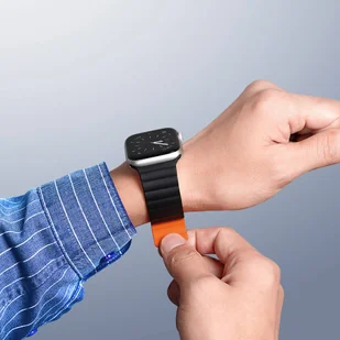 Dux Ducis Magnetic Strap pasek do Watch 7 / 6 / 5 / 4 / 3 / 2 / SE (45 / 44 / 42mm) magnetyczna opaska czarno-pomarańczowy (Chain Version) - Etui i futerały do telefonów - miniaturka - grafika 5