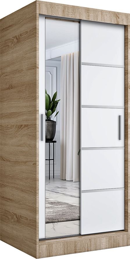 Elior Szafa przesuwna dąb sonoma + biały - Felix 2X