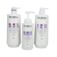 Zestawy kosmetyków damskich - GOLDWELL DUALSENSES BLONDES&HIGHLIGHTS Zestaw szampon 1000ml+odżywka 1000ml+kuracja 500ml - miniaturka - grafika 1