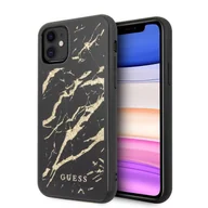 Etui i futerały do telefonów - Guess Marble Glass Gold Glitter - Etui iPhone 11 czarny - miniaturka - grafika 1