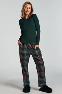 Hunkemöller Flanelowe spodnie od piżamy Zielony - Bielizna nocna - miniaturka - grafika 1