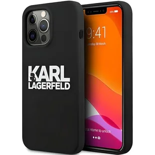 Karl Lagerfeld Silicone Stack Logo - Etui iPhone 13 Pro (czarny) KLHCP13LSLKLRBK - Etui i futerały do telefonów - miniaturka - grafika 1