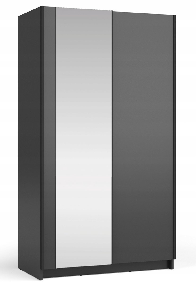 Szafa Przesuwna Fiaso Dwudrzwiowa Z Lustrem 100 Cm Czarna