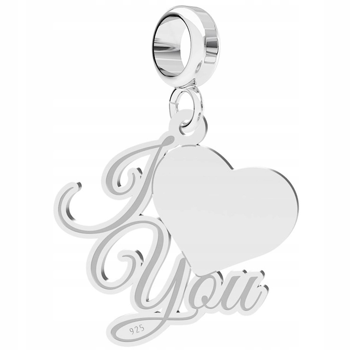 Charms Srebrny z Napisem I Love You Napis Kocham Cię Serce SREBRO 925