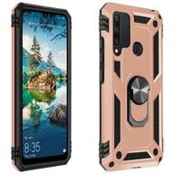 Etui i futerały do telefonów - Etui Huawei Y6p Bi Material Sztywny miękki magnetyczny stojak z pierścieniem Różowe złoto - miniaturka - grafika 1
