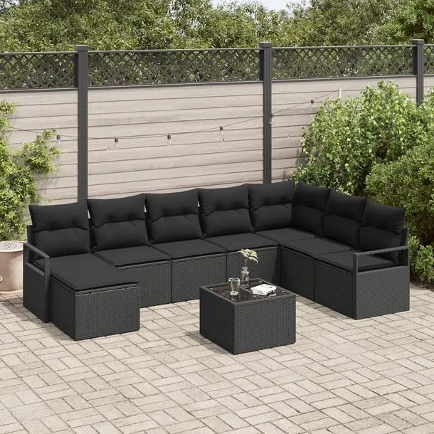 Zestaw Sofa Ogrodowa Modułowa Technorattan Czarny 5 Osób