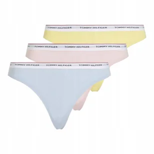 TOMMY HILFIGER STRINGI DAMSKIE MAJTKI 3P THONG RÓŻOWE/ŻÓŁTE/NIEBIESKIE r.M - Majtki damskie - miniaturka - grafika 1