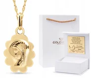 Biżuteria dla dzieci - ZŁOTY MEDALIK ŁAŃCUSZEK CHRZEST ŚWIĘTY KOMUNIA ŚWIĘTA DEDYKACJA 333 8KT - miniaturka - grafika 1