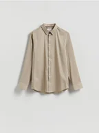 Koszule męskie - Reserved - Gładka koszula slim fit - beżowy - miniaturka - grafika 1