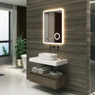 Lustra - Lustro łazienkowe LED "Racale" ze 120 diodami LED Aluminiowa rama 60 x 80 cm Biały - miniaturka - grafika 1