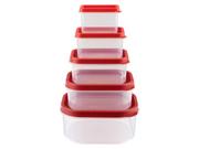 Pojemniki kuchenne - ERNESTO ERNESTO Zestaw pojemników do przechowywania, bez BPA, 5 elementów (Czerwony) - miniaturka - grafika 1