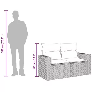 Sofa ogrodowa z poduszkami, 2-osobowa, czarna, polirattan Lumarko! - Sofy ogrodowe - miniaturka - grafika 3