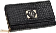 Portfele - Elegancki Portfel Damski Monnari Lakier Skórzany Portmonetka Czarny Prezent - miniaturka - grafika 1
