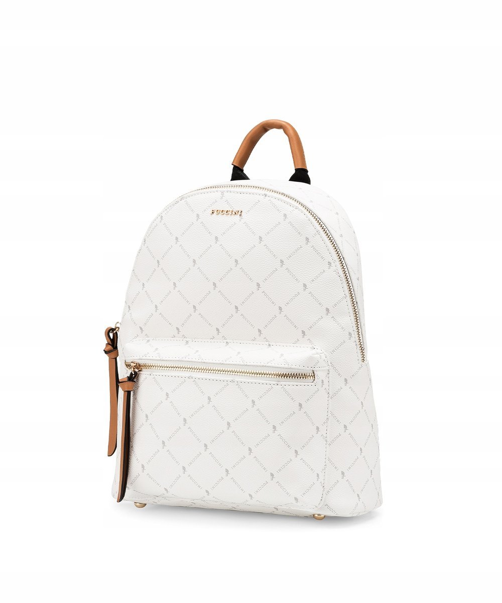 Plecak Damski Miejski Elegancki PUCCINI Biały Monogram BLXP047P-0
