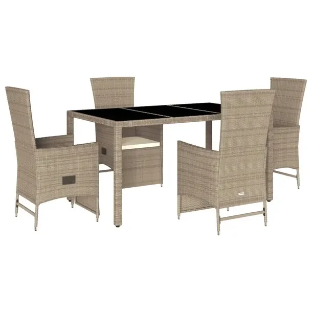 Zestaw mebli ogrodowych beżowo-czarny, stół 150x90x75 cm, fotel 58x62x10