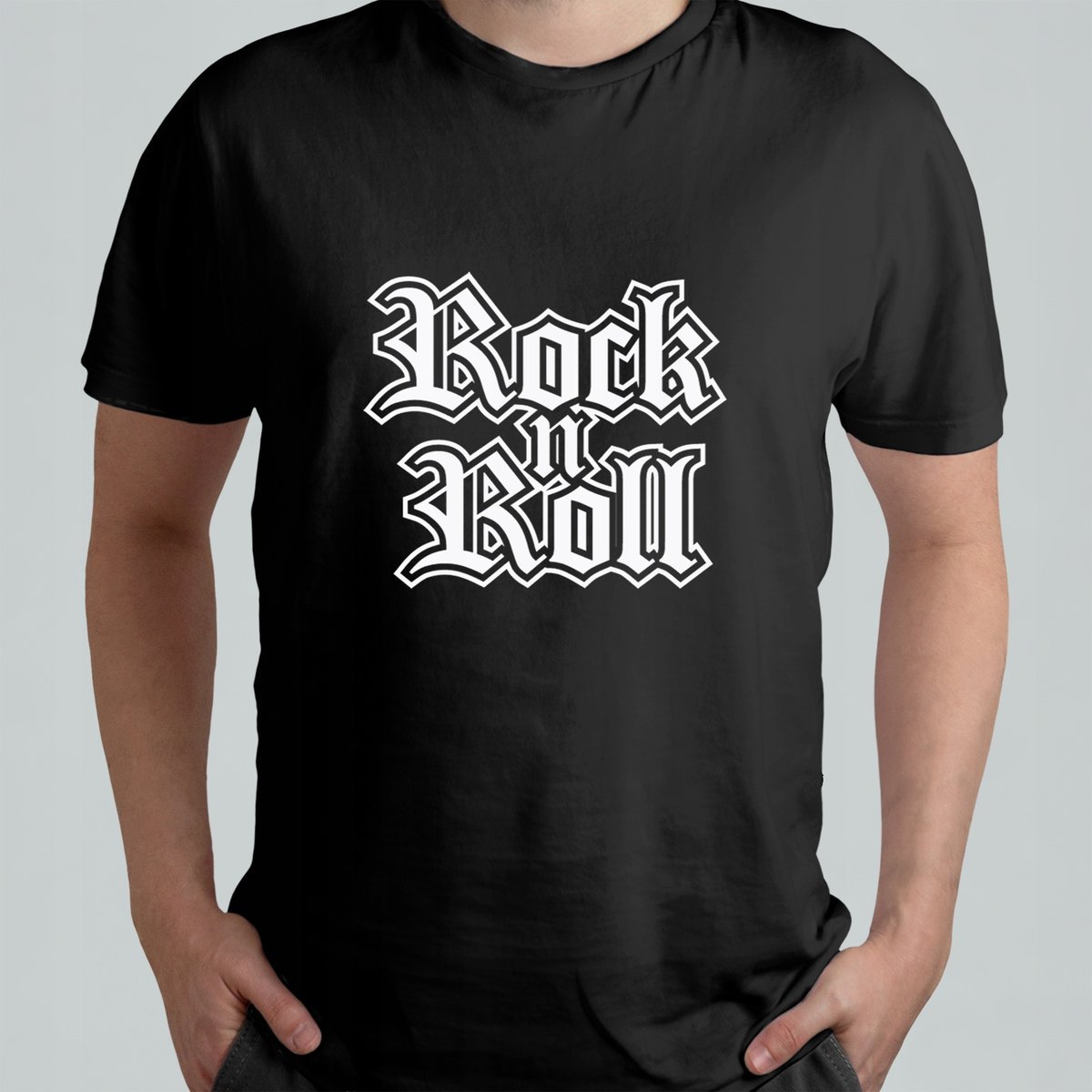 Koszulka Z Nadrukiem T-shirt Męski Rock N Roll Napis r. L