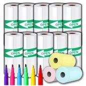 Akcesoria do pakowania - 14x PAPIER TERMICZNY SAMOPRZYLEPNY DO DRUKARKI + 6 MARKERÓW - miniaturka - grafika 1