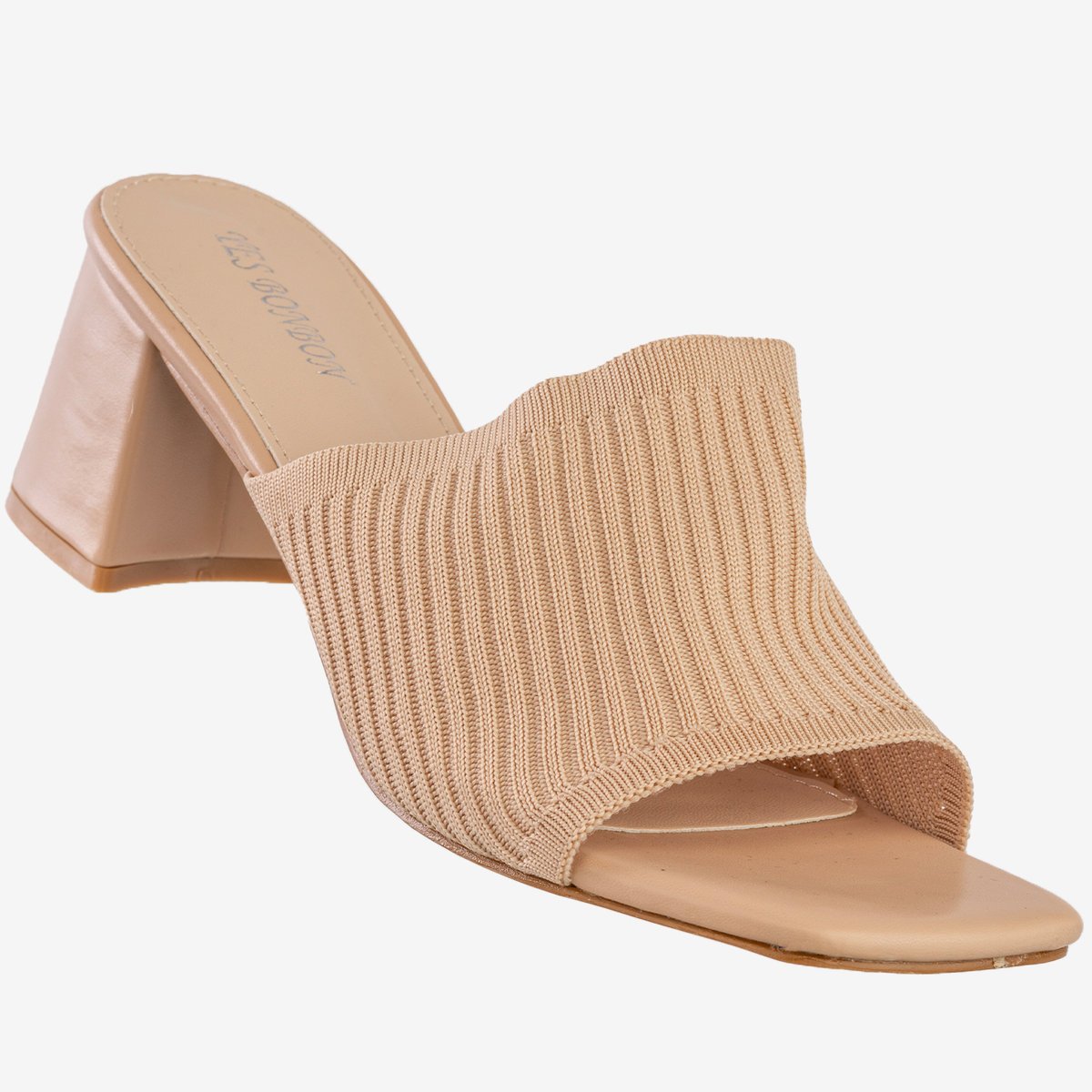 Klapki Damskie Na Klocku Buty Eleganckie Yes Bonbon Beżowe TH-64 Beżowy 39