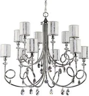Lampy sufitowe - LAMPA WISZĄCA duża srebrne klosze chromowana rama styl glamour DELFINA DE 12 CH Jupiter - miniaturka - grafika 1