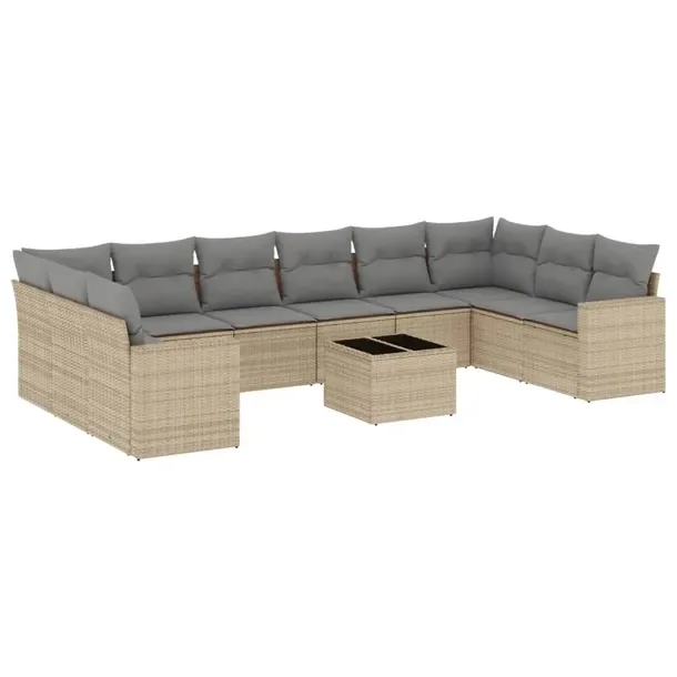 Zestaw mebli ogrodowych modułowych beżowy, rattan PE, wymiary: 62x62x69 c