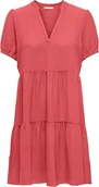 Sukienki - ONLY SUKIENKA RÓŻOWA Z KRÓTKIM RĘKAWEM DAMSKA GŁADKA S J5A - miniaturka - grafika 1