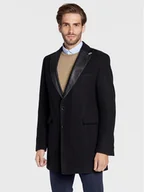 Płaszcze męskie - CG - CLUB of GENTS Płaszcz wełniany Piper-K 254001-001 Czarny Slim Fit - miniaturka - grafika 1
